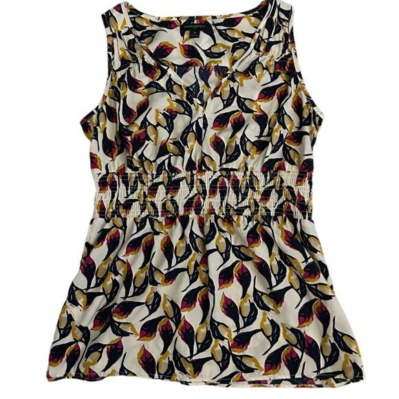 Banana Republic Cream Print Pattern Sleeveless Blouse Size XS - Picture 1 of 8